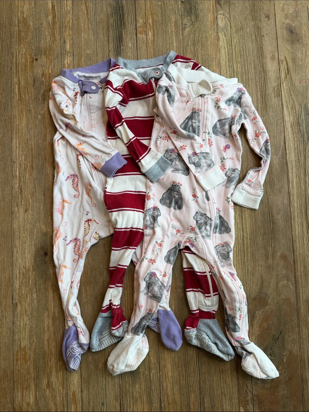 Burt’s Bees Baby Kids Footed Pajama Sleepers - Pink, Red, Lavender Patterns 6-9M
